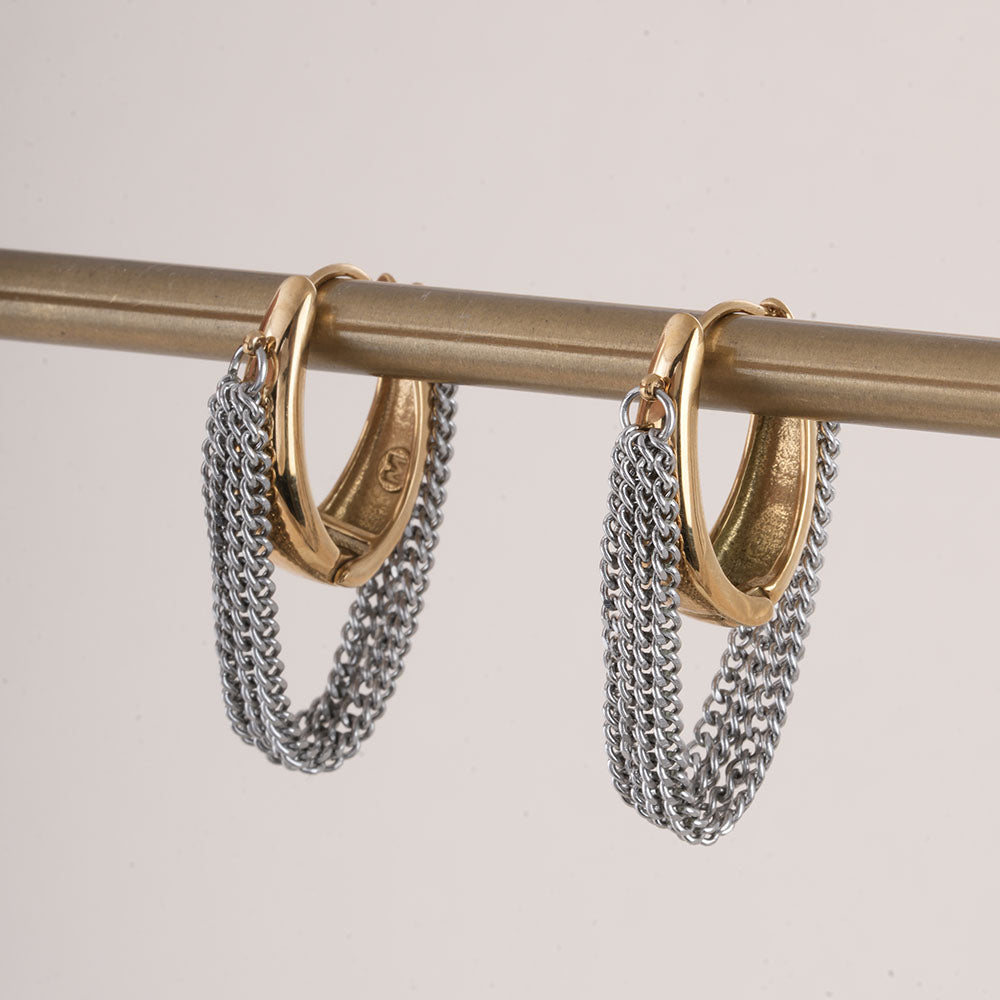 Gold & Silver Chain Hoop Earrings