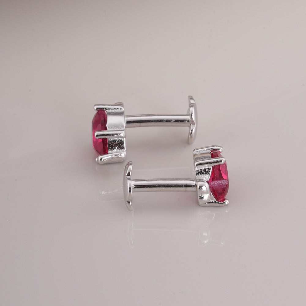 Red Heart 925 Sterling Silver Pendant Earrings Set
