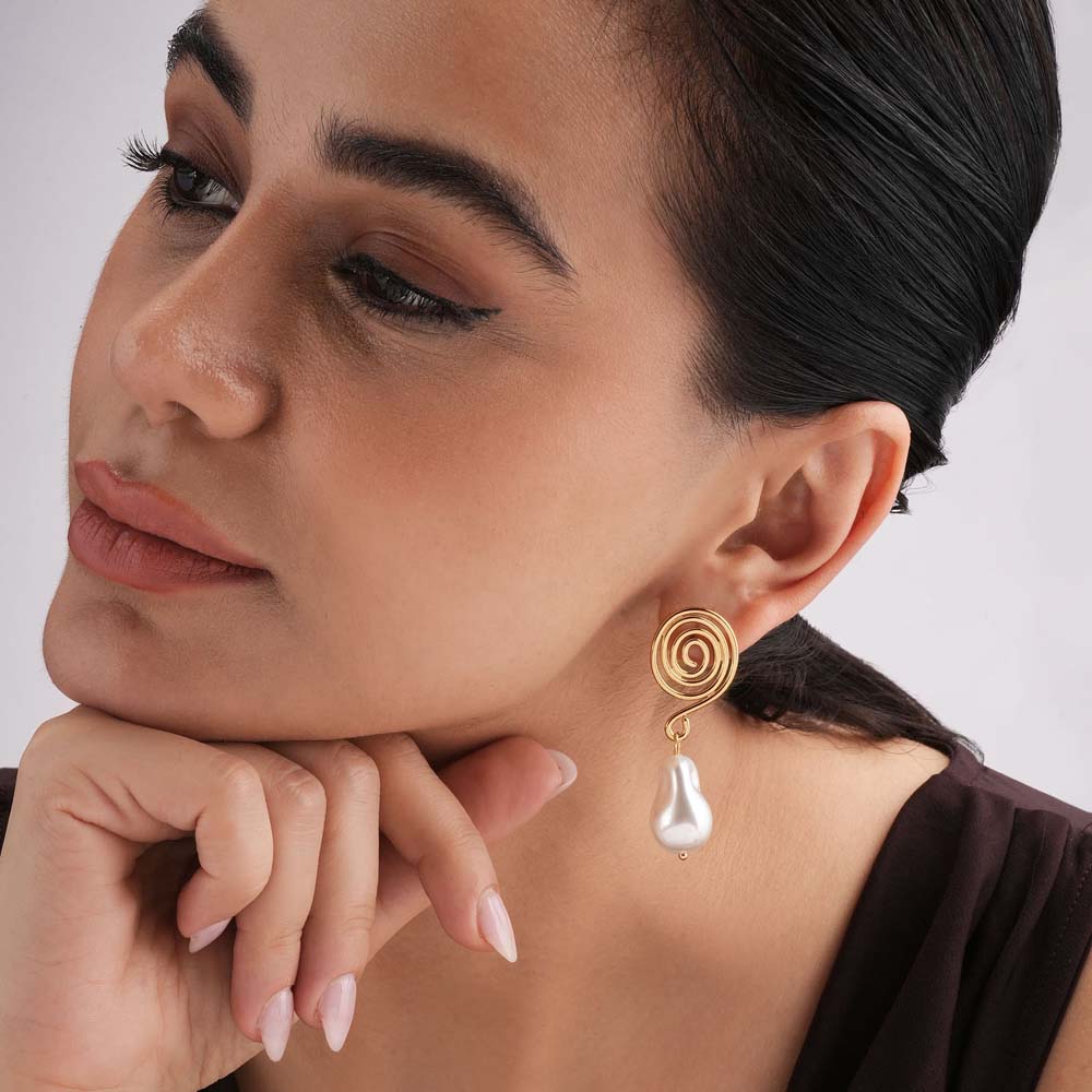 Swirl Pearl Drop Earrings