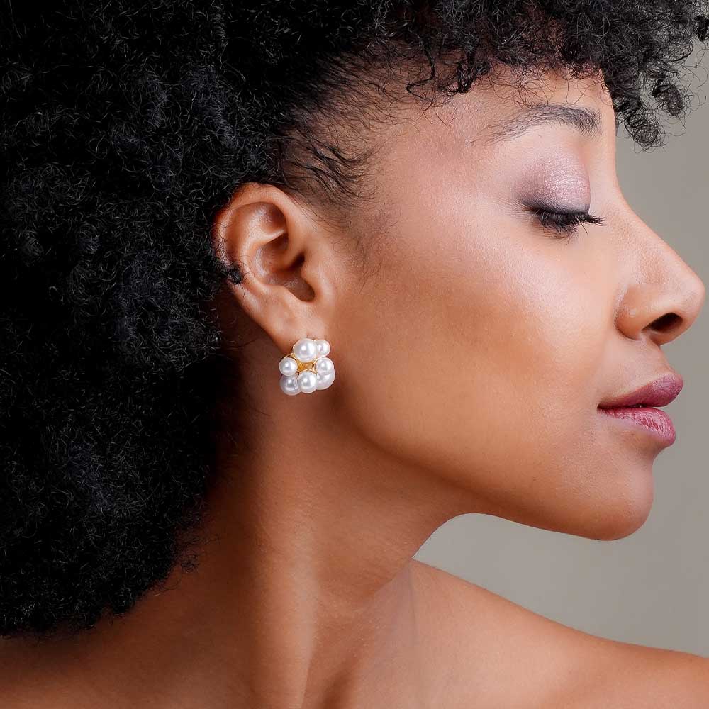 Pearl Cluster Stud Earrings