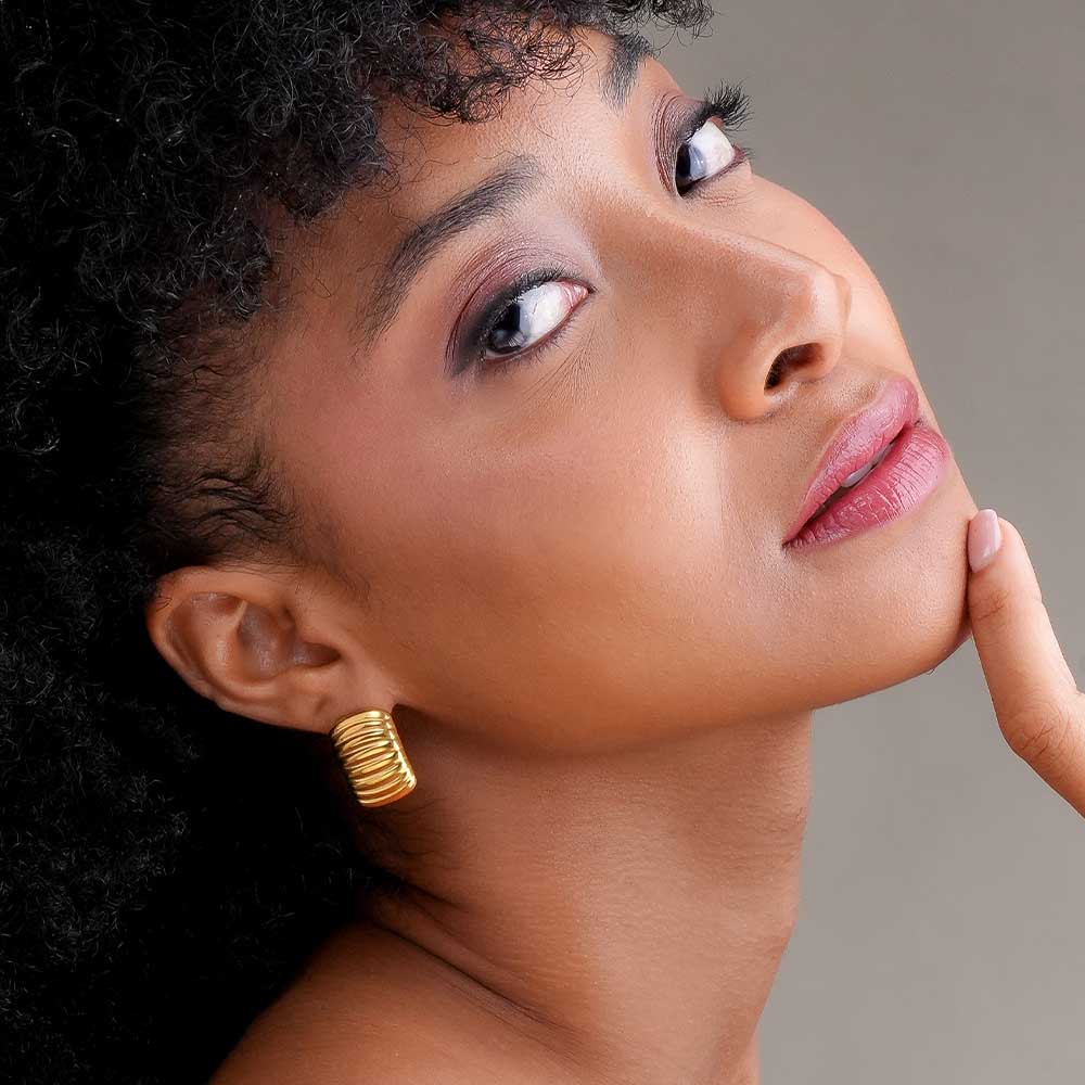 Gold Ridged Earrings