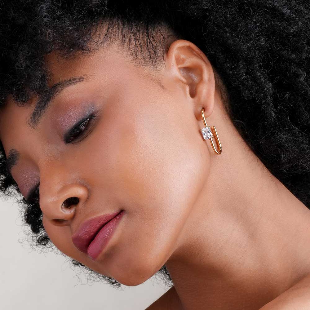 Golden Prism Geometric Earrings