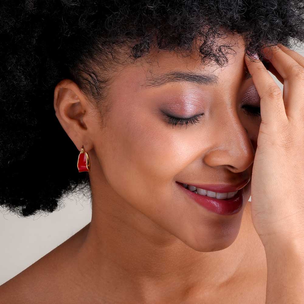 Red Enamel Hoop Earrings