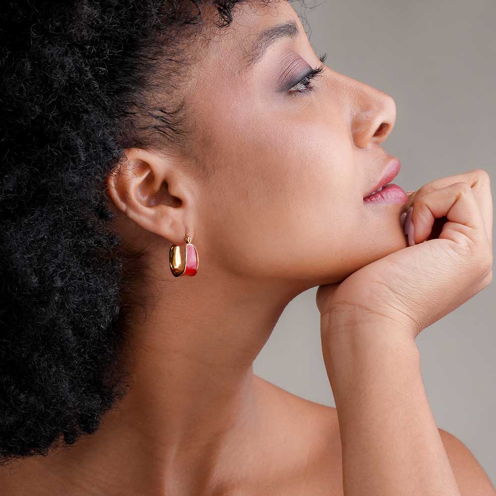 Red Enamel Hoop Earrings