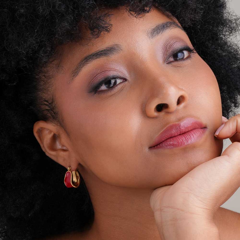 Red Enamel Hoop Earrings