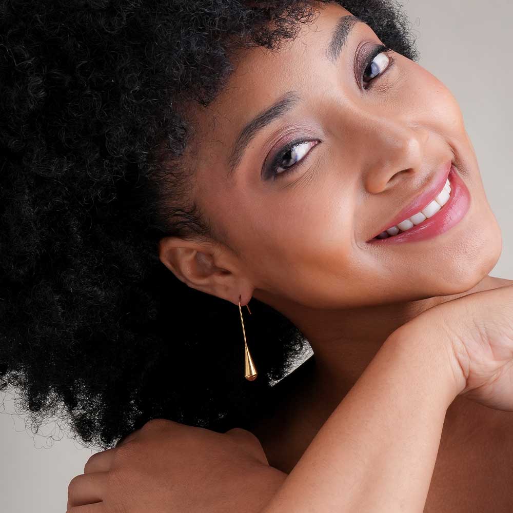 Long Gold Teardrop Drop Earrings