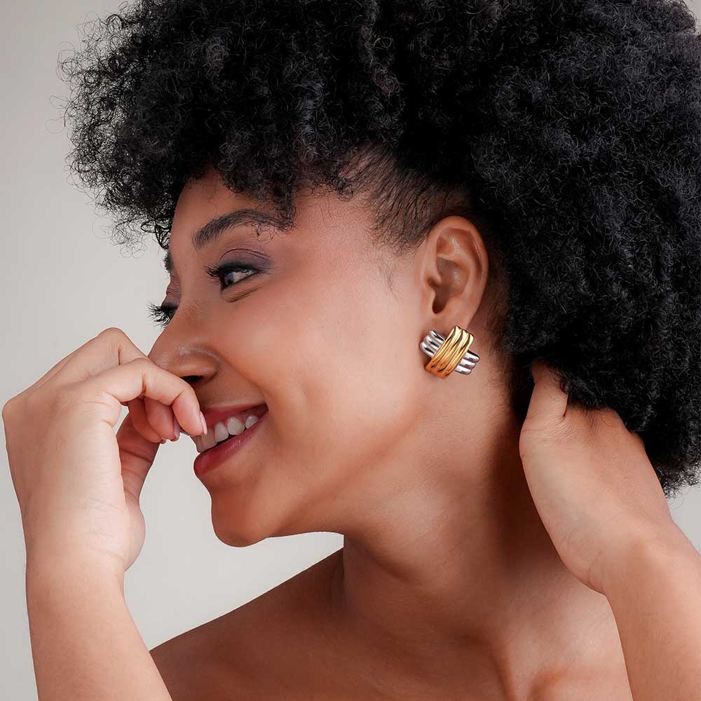 Gold & Silver Cross Earrings
