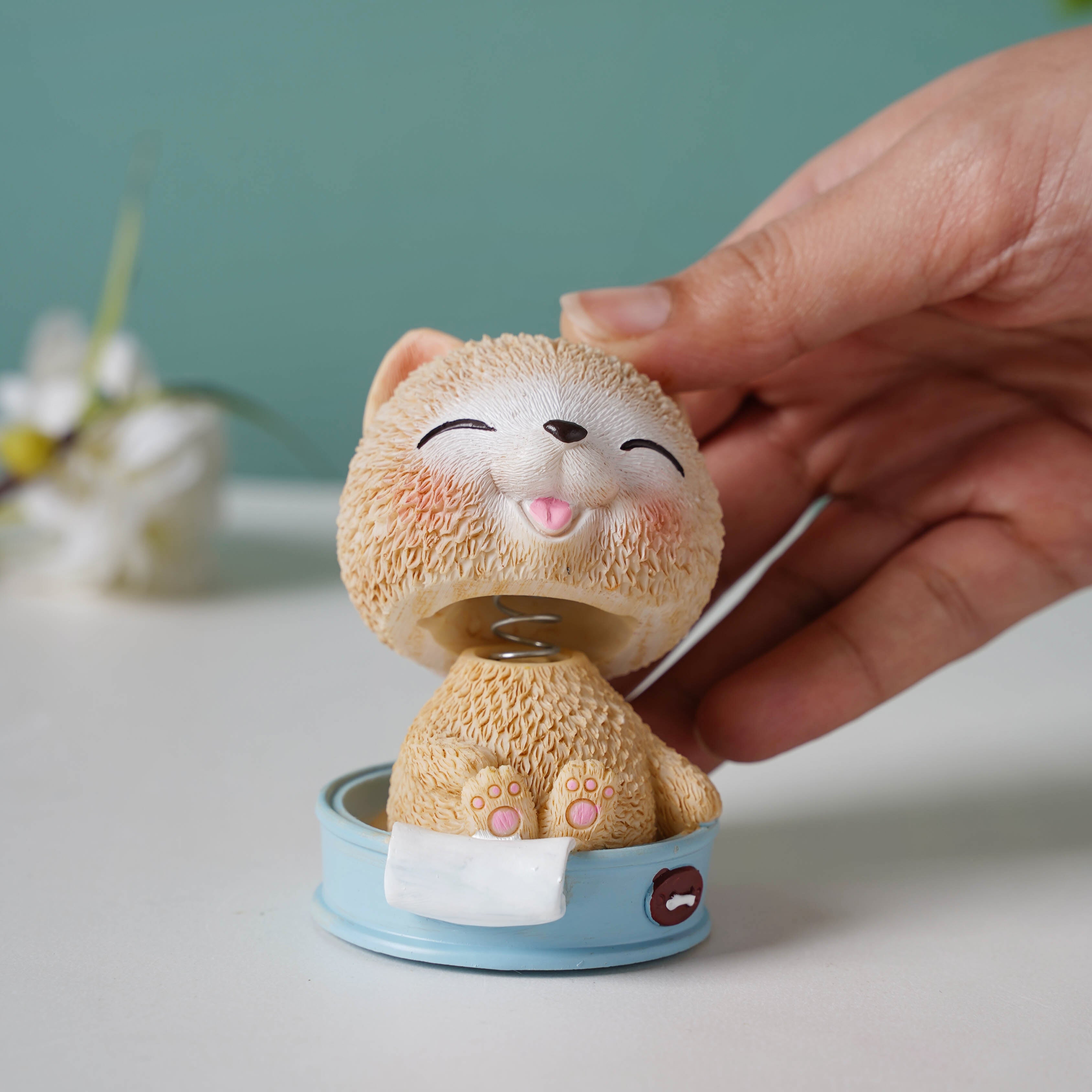 Puppy In A Tub Bobble Head Resin Showpiece