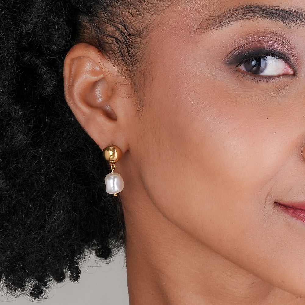 Ember Tear Pearl Earrings