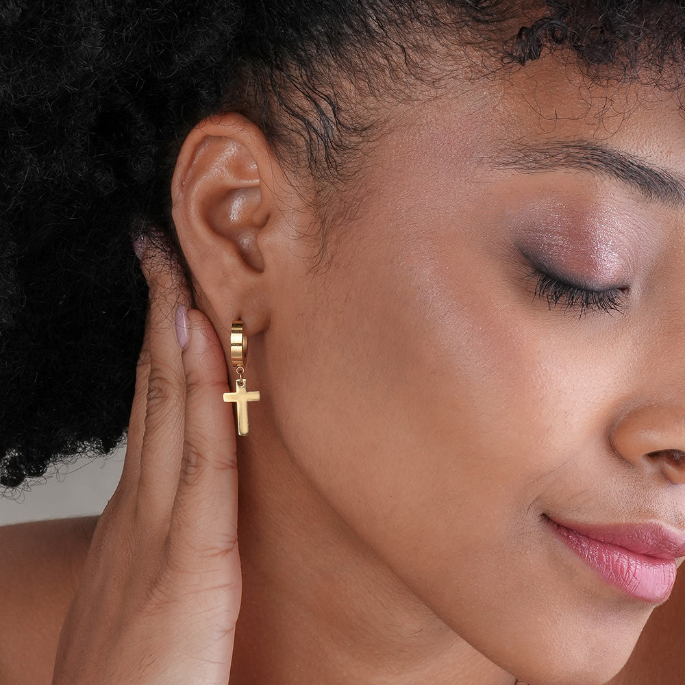 Faithful Cross Drop Earrings