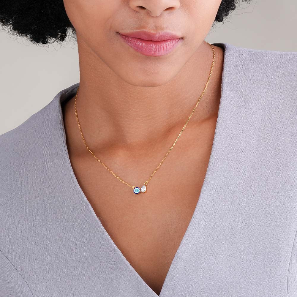 Evil Eye DuoStone 925 Silver Necklace