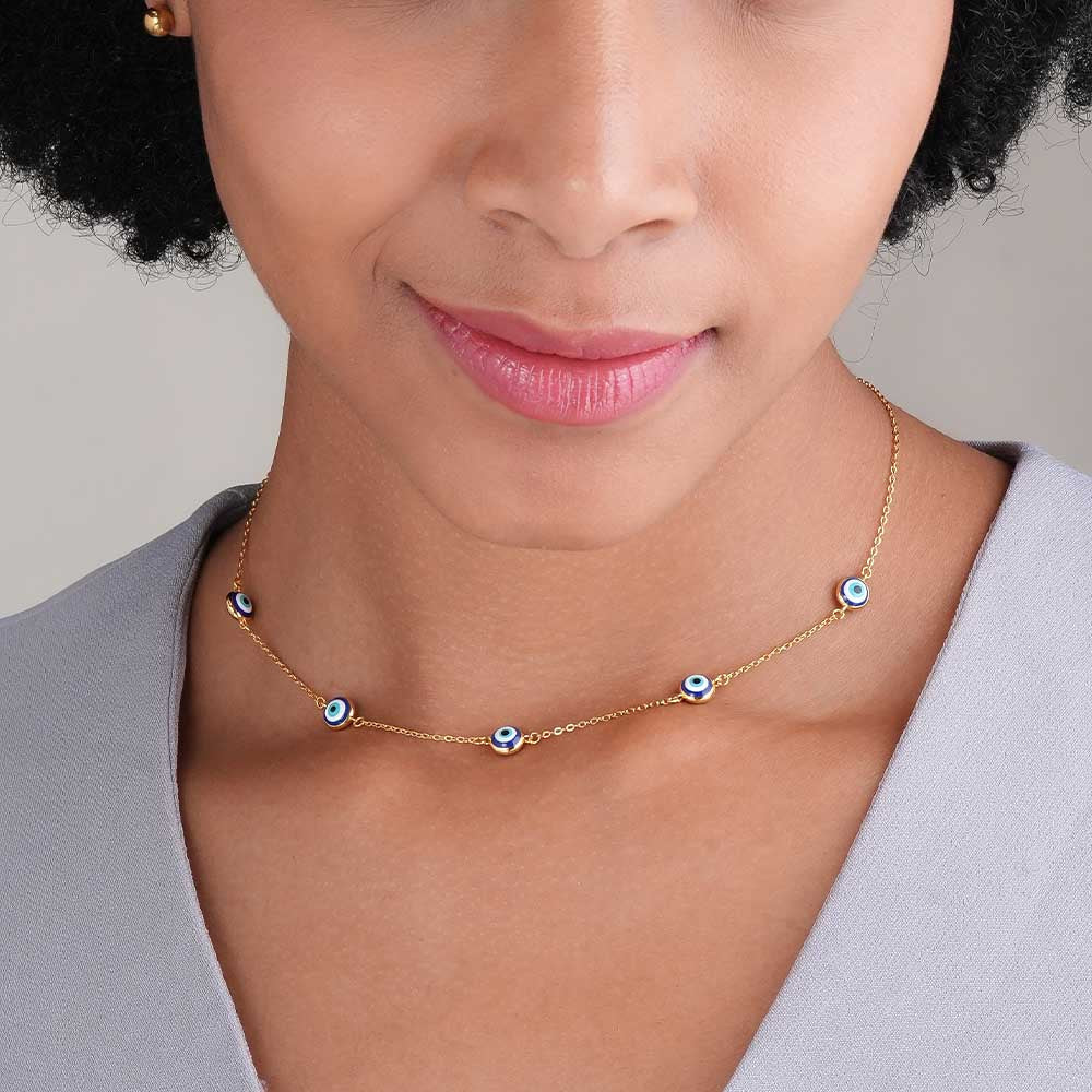 Evil Eye 925 Sterling Silver Station Necklace