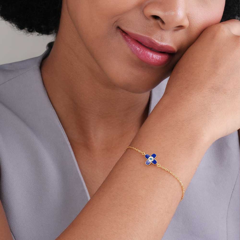Evil Eye Clover 925 Silver Bracelet
