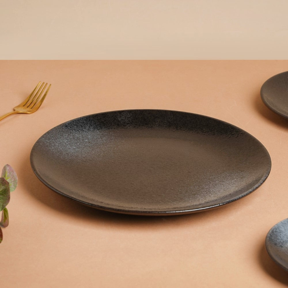 Onyx Finish Stoneware Dinner Plate Black 9.8 Inch