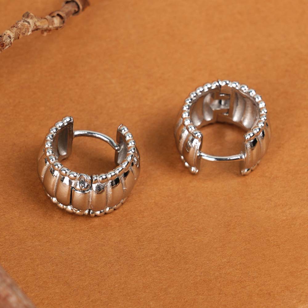 Chunky Hollow Silver  Hoop Earrings