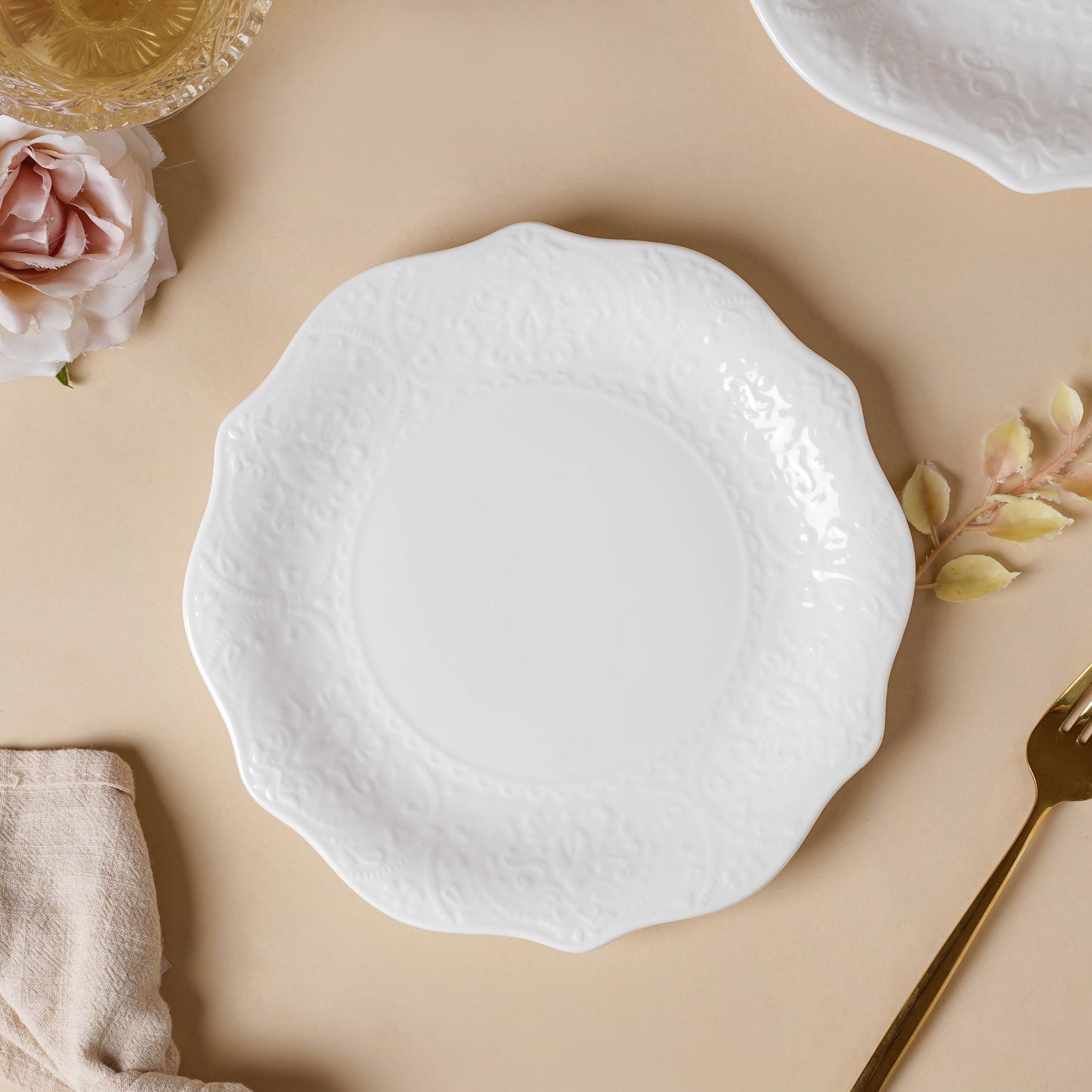 Serena Pearly White Snack Plate 8.5 Inch