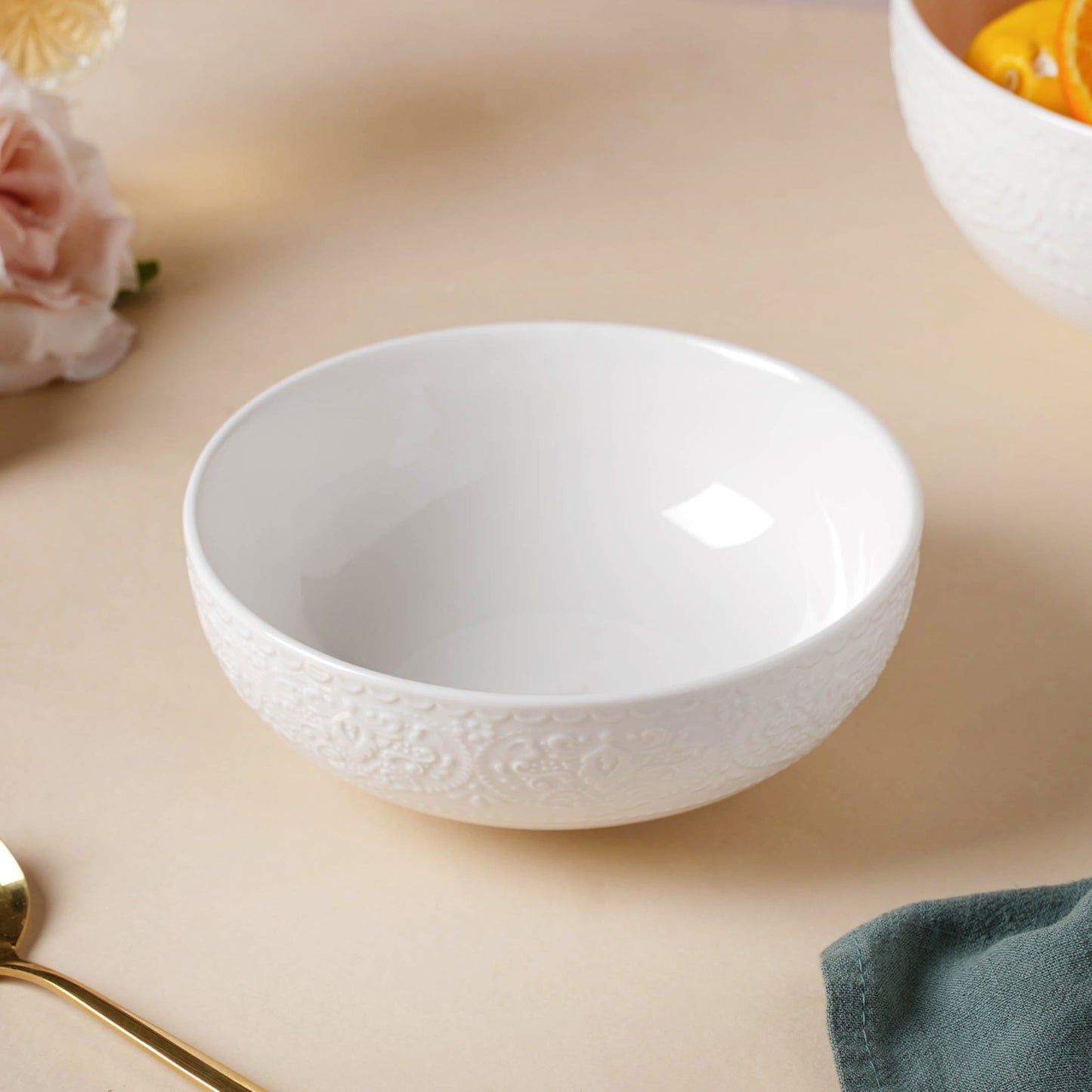 Serena Pearly White Snack Bowl 6 Inch 500 ml