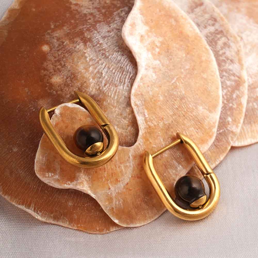 U Brown Acrylic Hoop Earrings