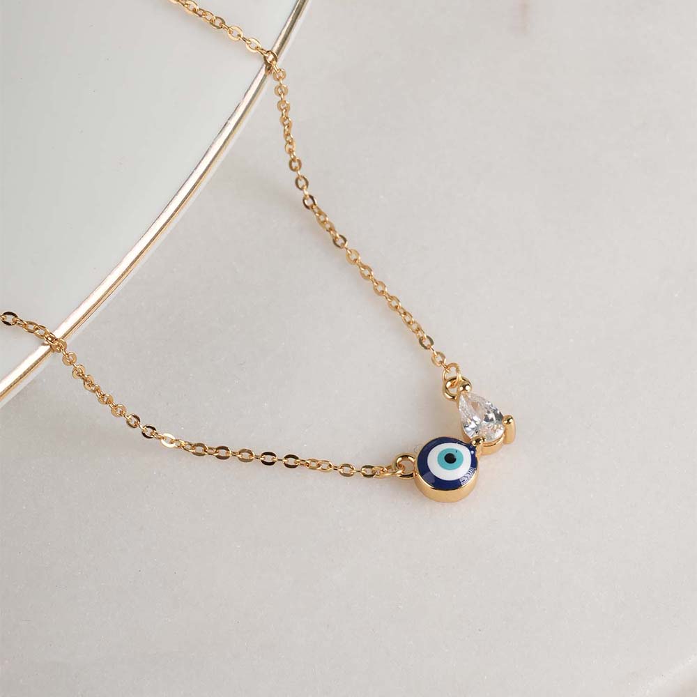 Evil Eye DuoStone 925 Silver Necklace