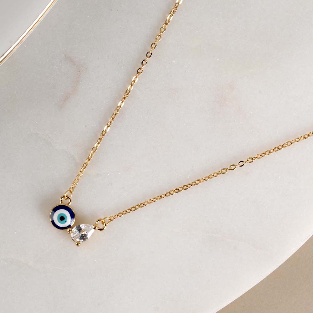 Evil Eye DuoStone 925 Silver Necklace