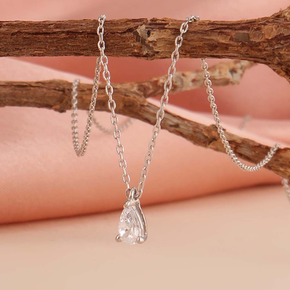 Teardrop Solitaire 925 Sterling Silver Necklace