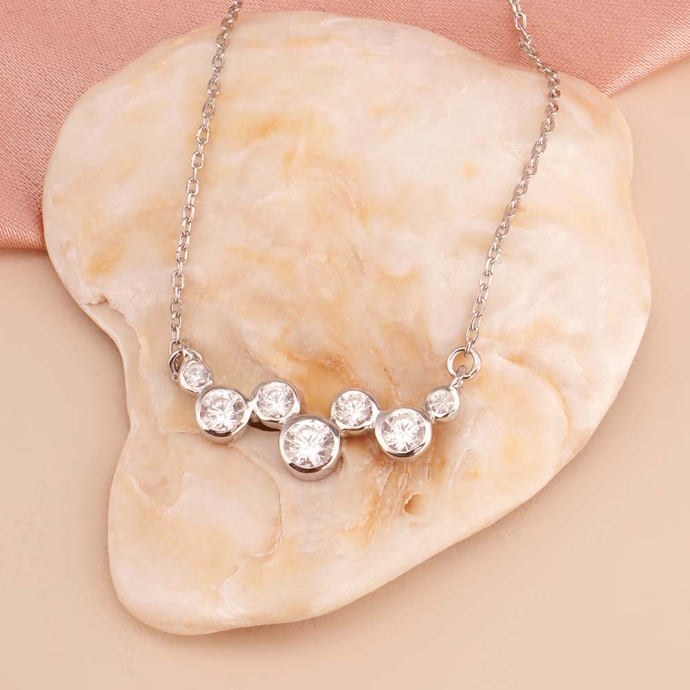 Graduated Cluster 925 Sterling Silver Necklace
