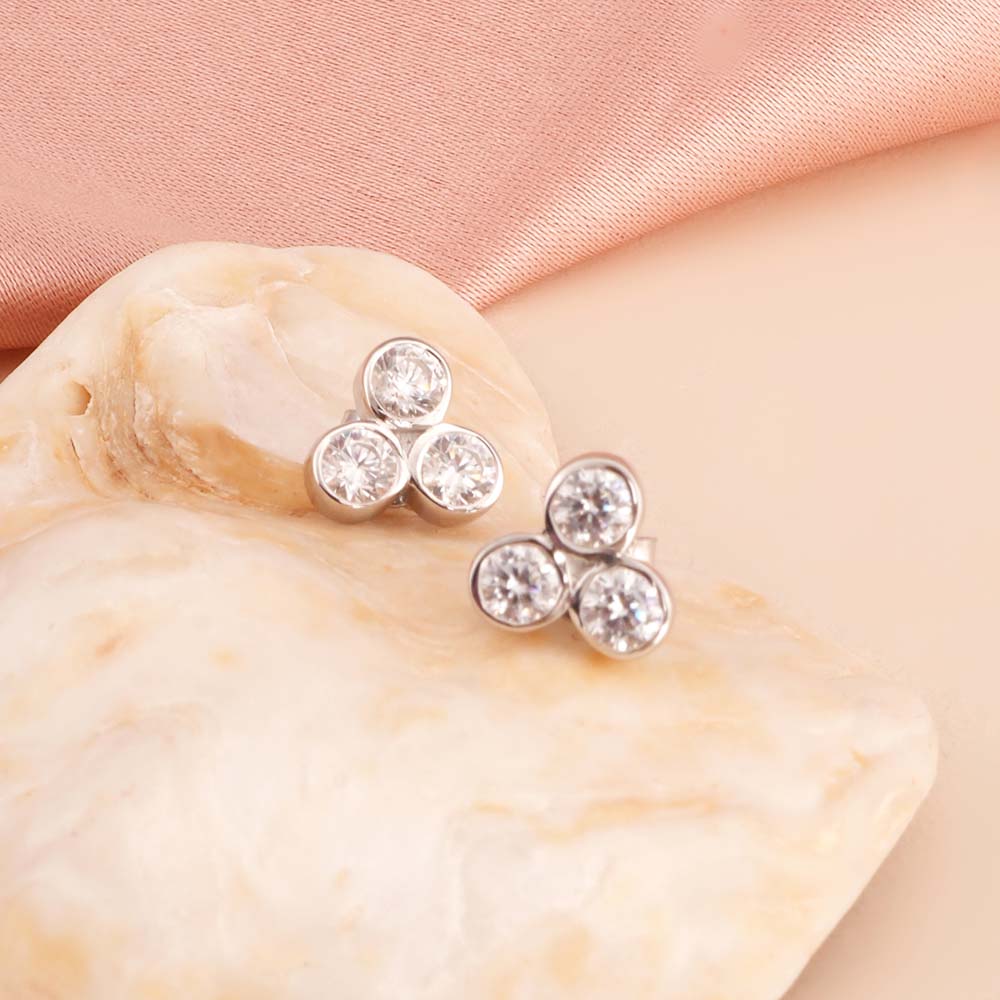 Trio Cluster 925 Sterling Silver Studs