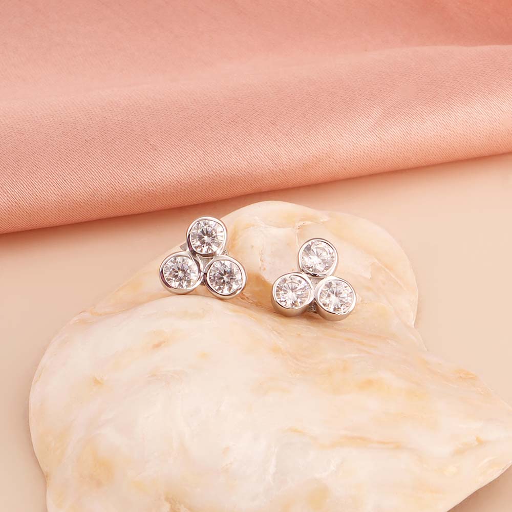Trio Cluster 925 Sterling Silver Studs