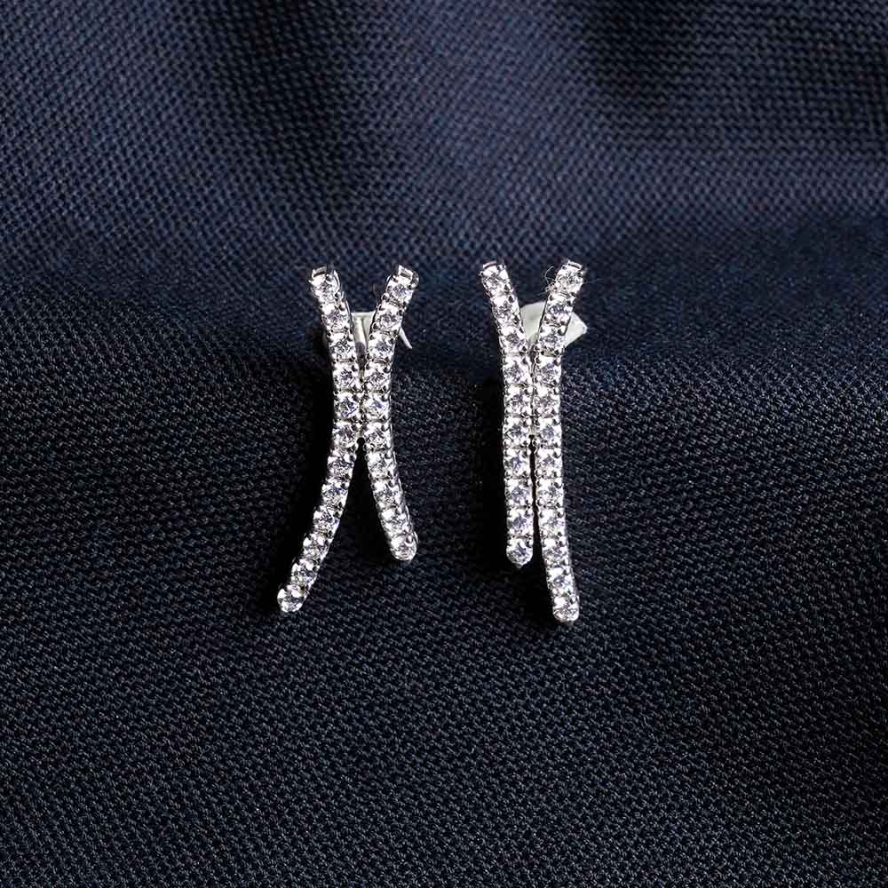 Intersecting Sparkle Stud Earrings