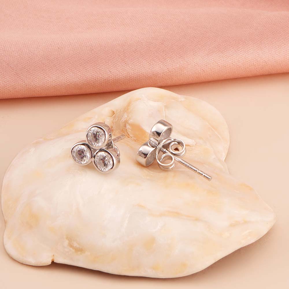 Trio Cluster 925 Sterling Silver Studs