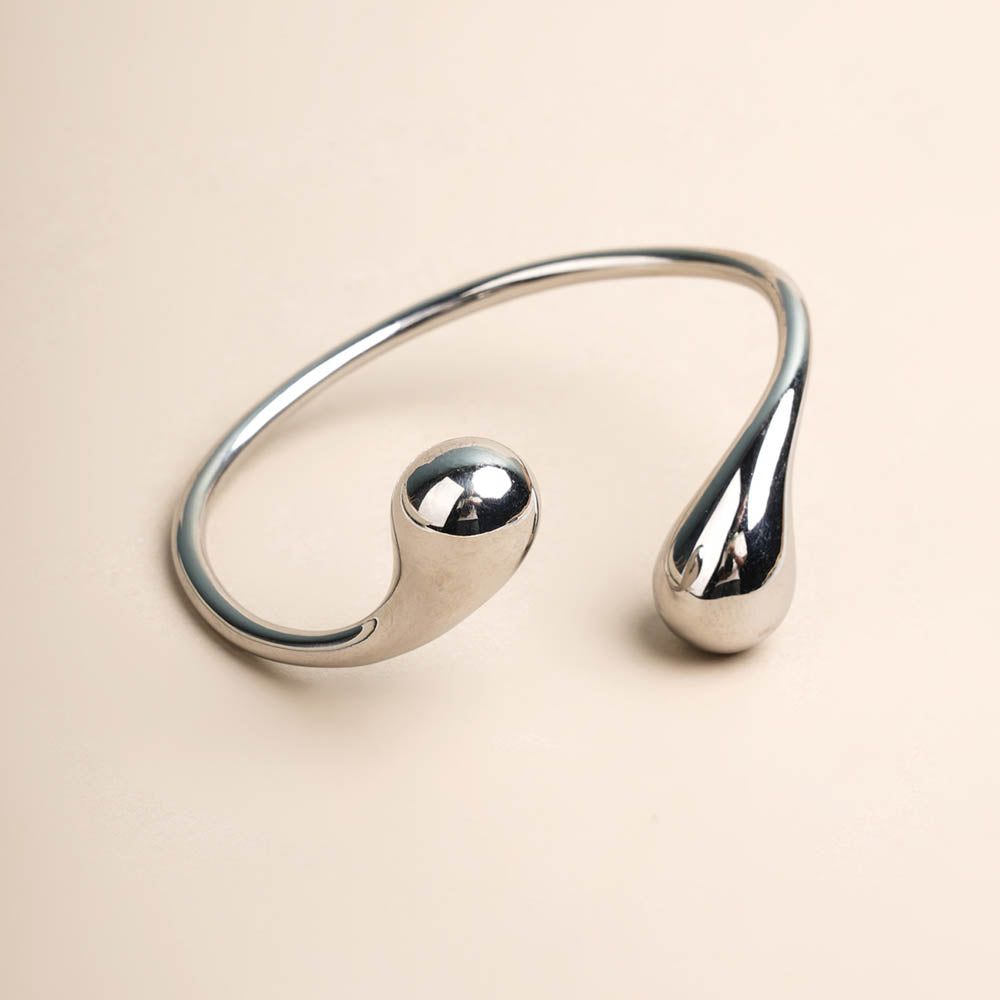 Unique Curved Silver Cuff Bracelet