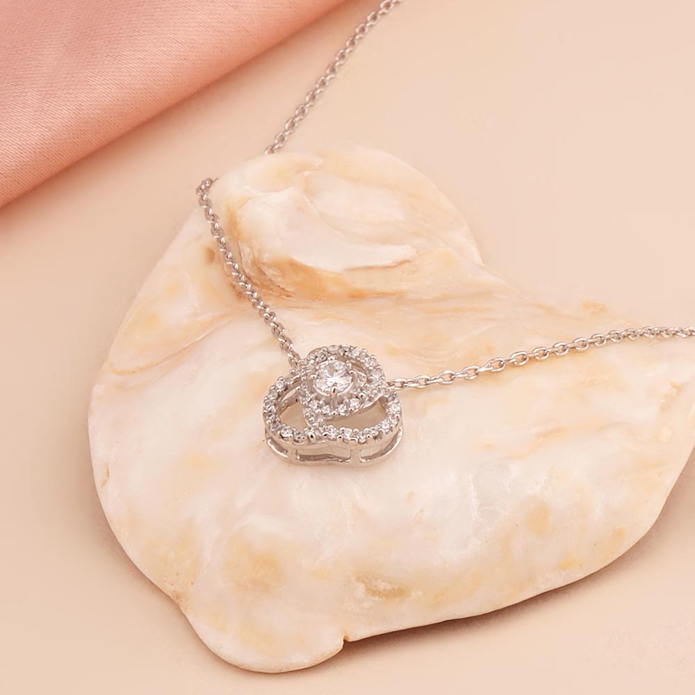 Interlinked Halo Circle 925 Sterling Silver Necklace