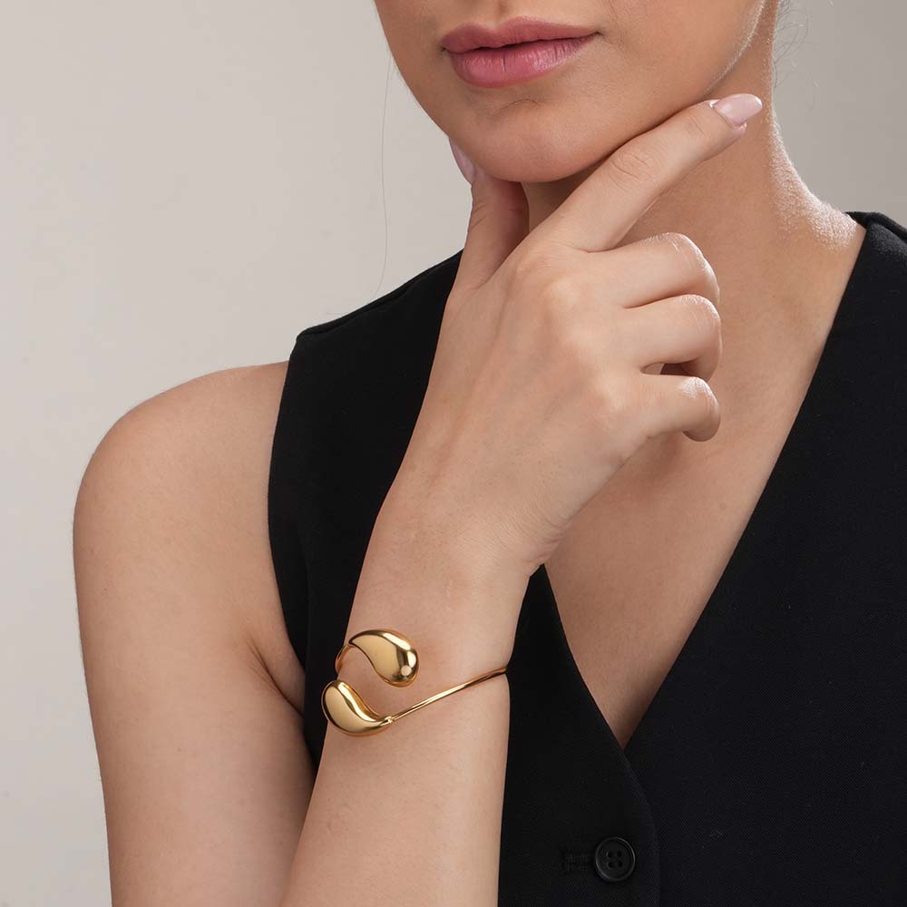 Gold Teardrop Cuff Bracelet