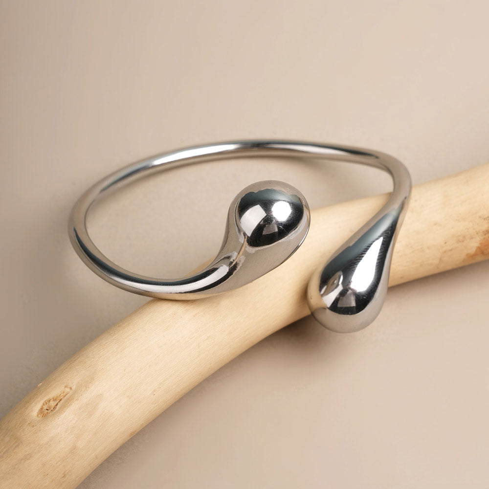 Unique Curved Silver Cuff Bracelet