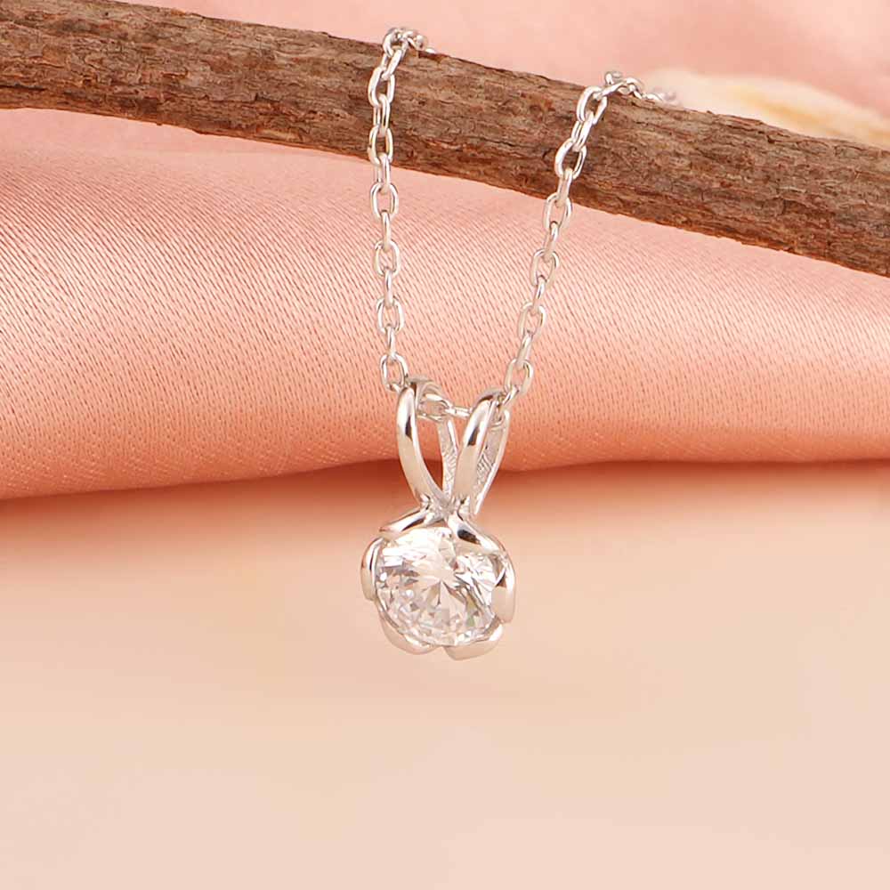Floral Halo Diamond 925 Sterling Silver Necklace