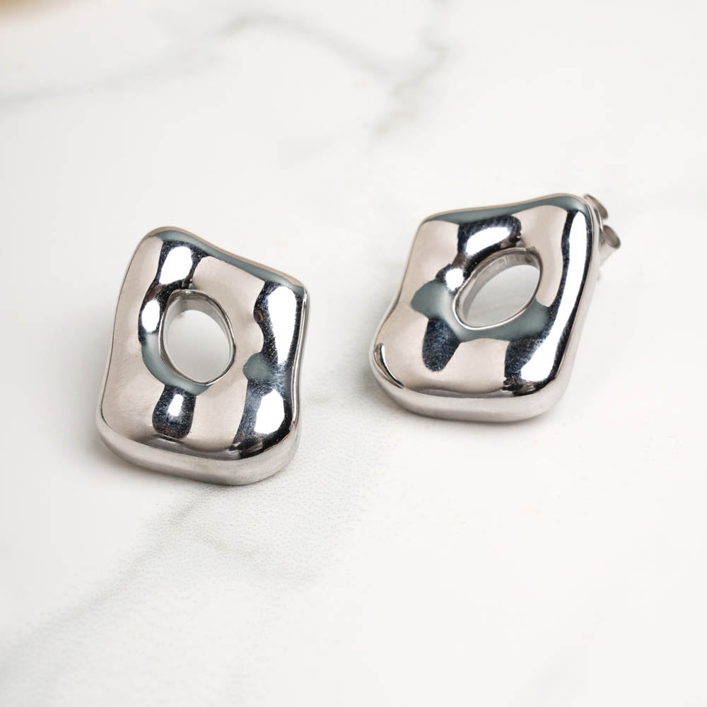 Silver Statement Stud Earrings