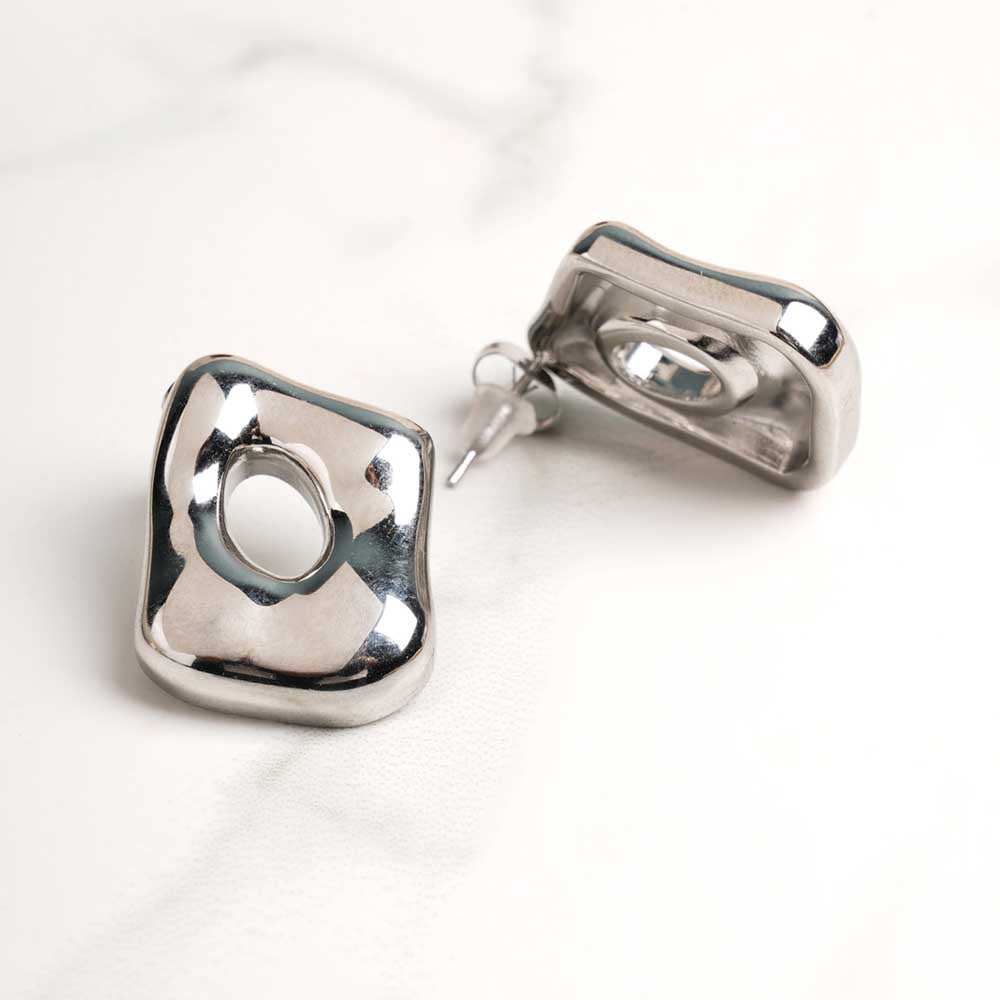 Silver Statement Stud Earrings