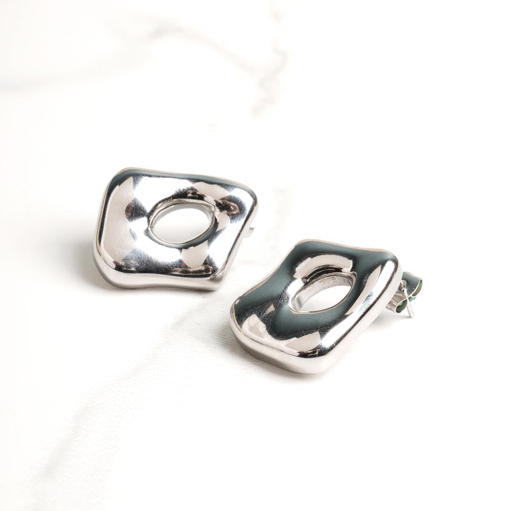 Silver Statement Stud Earrings