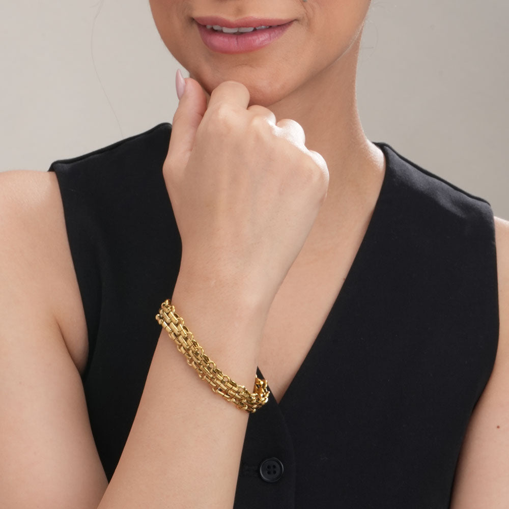 Thick Gold Interlocking Chain Bracelet