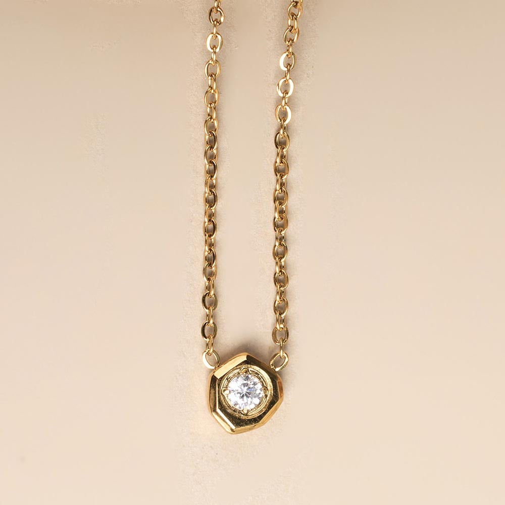 White Gemstone Gold Chain Necklace