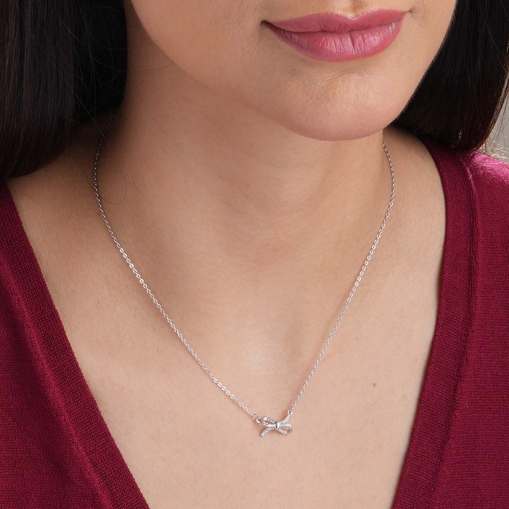 Zircon-Studded Knot Necklace | Silver