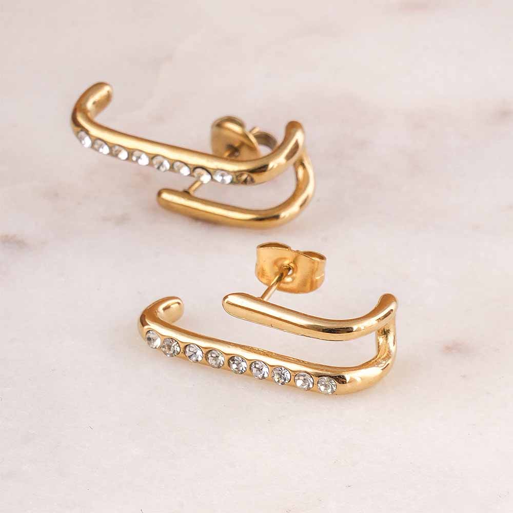 Golden Arc Sparkle Earrings
