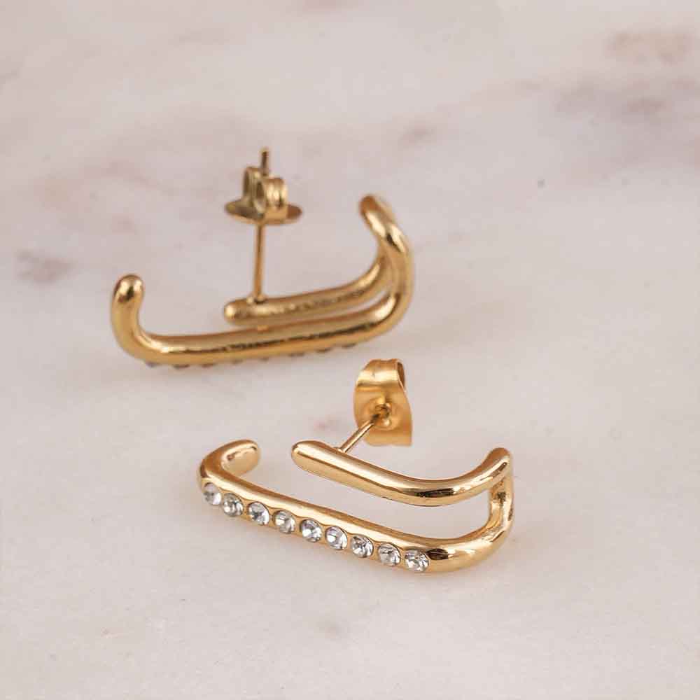 Golden Arc Sparkle Earrings