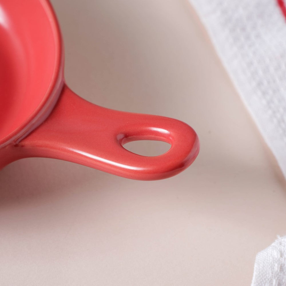 Red Ceramic Dish With Handle