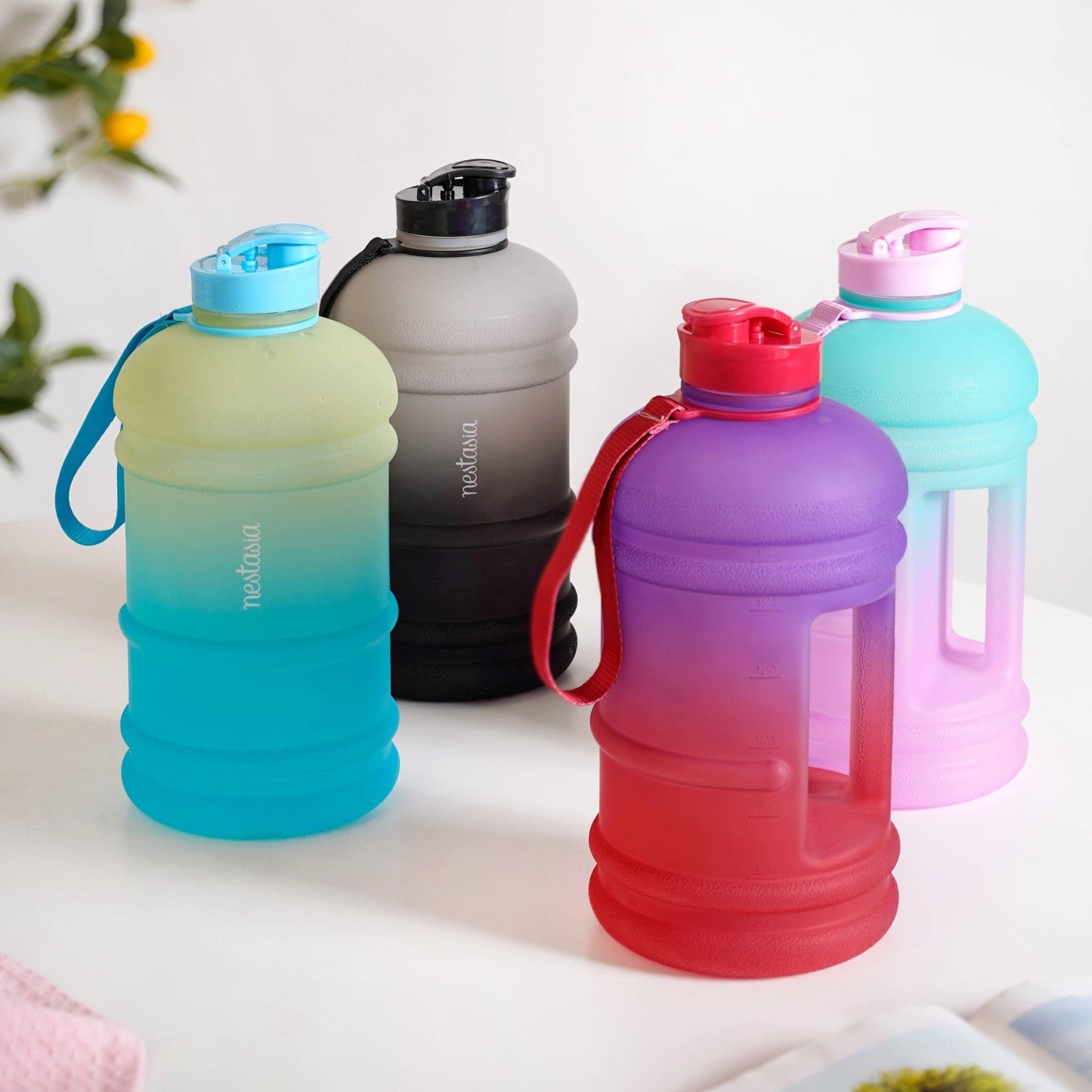 AquaBurst Large Capacity Gym Water Bottle Ombre Pink Turquoise 2200ml