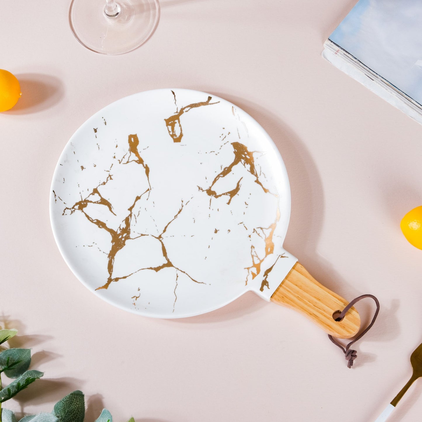 Marble Plate With Handle 11 Inch