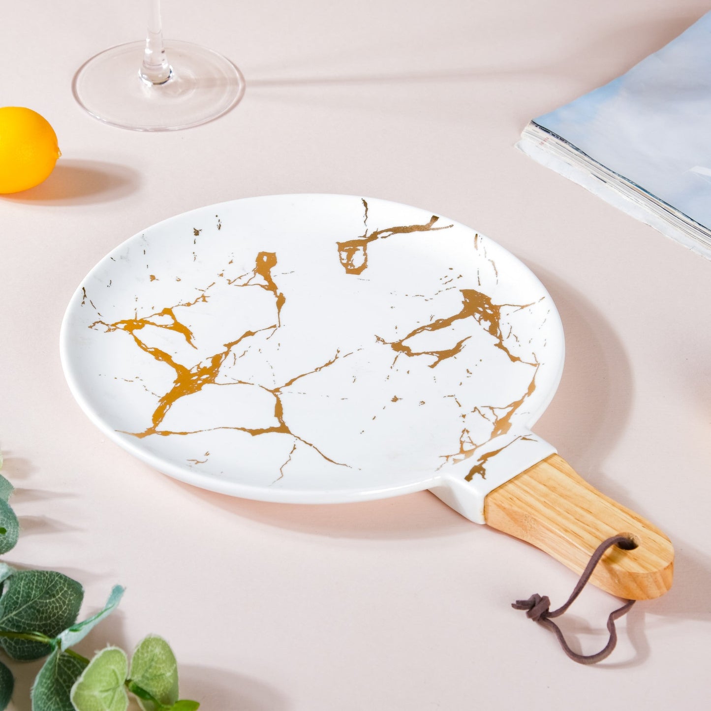Marble Plate With Handle 11 Inch