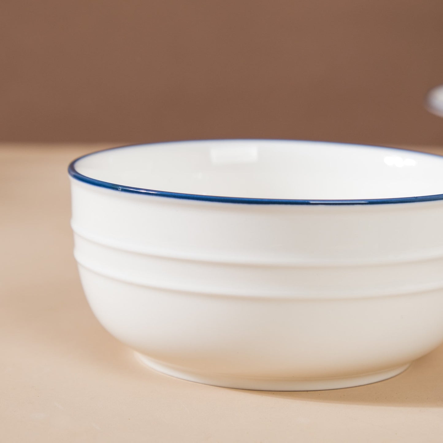 Riona Ceramic Popcorn Bowl White And Blue 400 ml