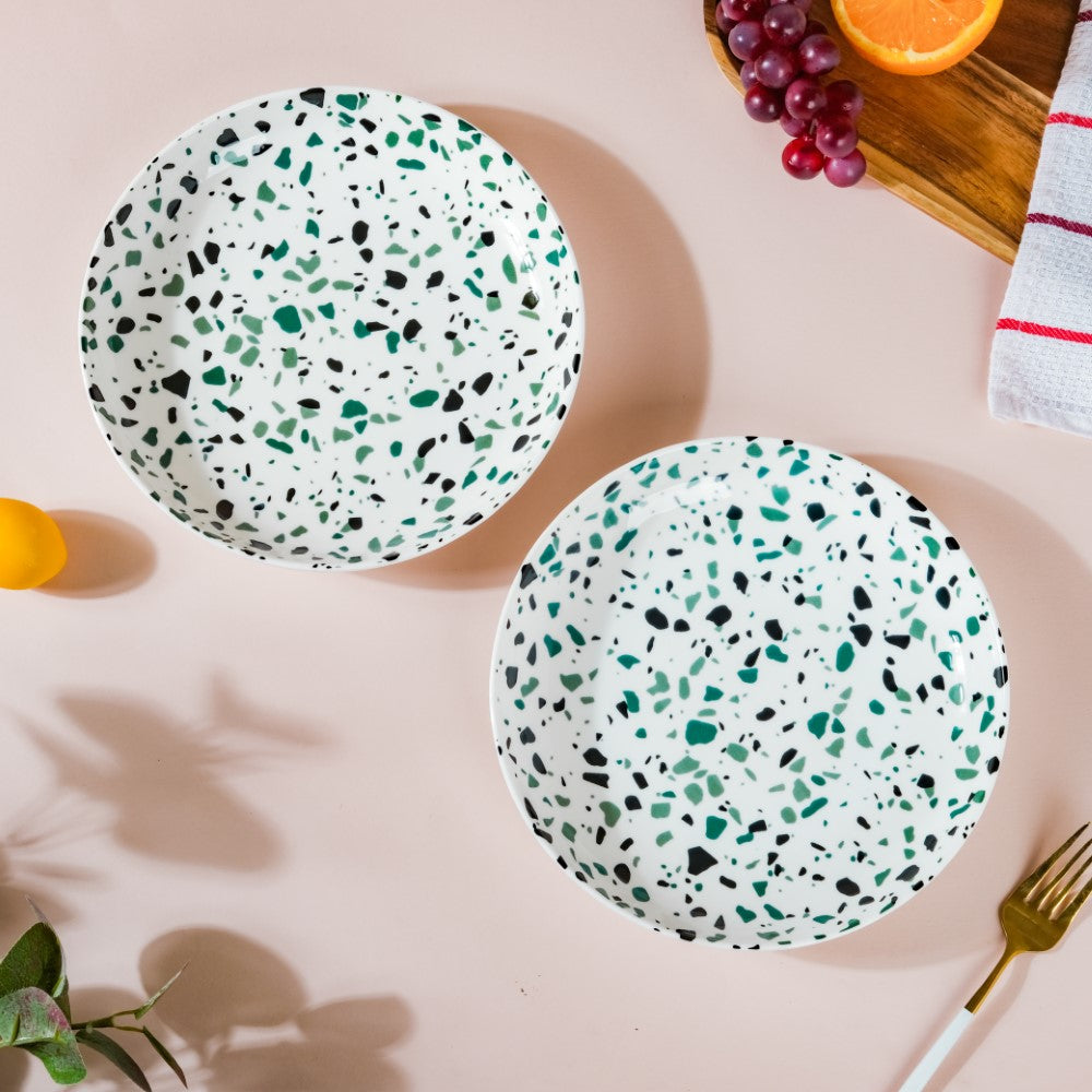 Mosaic Plate Dark Green Set Of 2 8.5 Inch