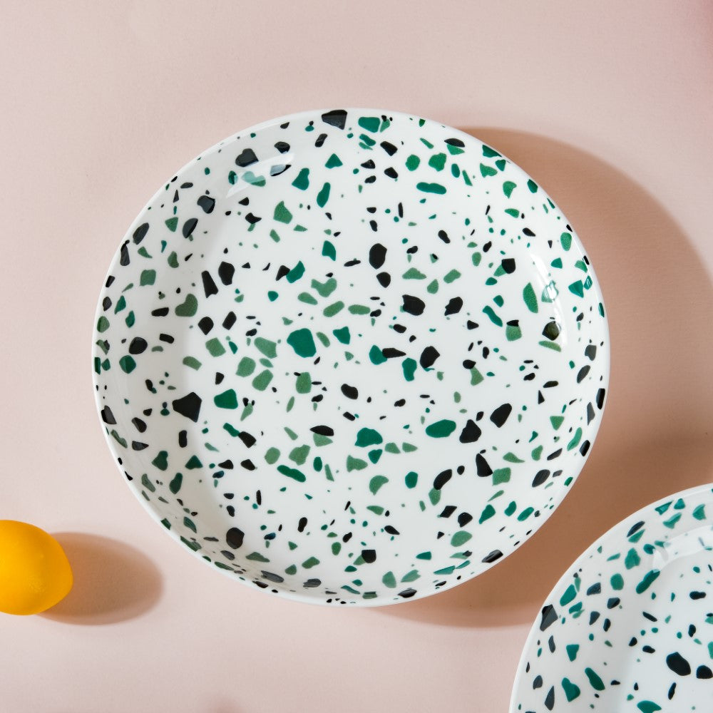 Mosaic Plate Dark Green Set Of 2 8.5 Inch